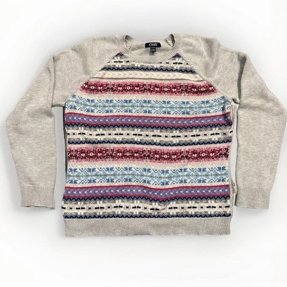 Chaps Ralph Lauren Crew Neck Women's Sweater XL Fair Isle Nordic Cotton Classic - Picture 1 of 7